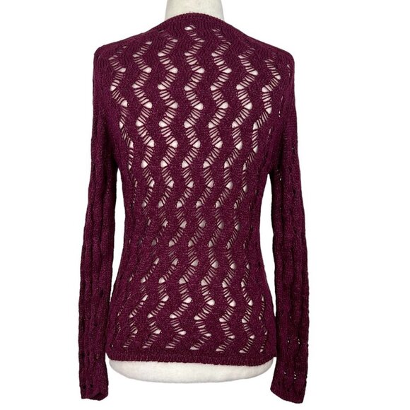 Loft WOMEN'S OPEN KNIT SWEATER V-NECK LONG SLEEVE PURPLE‎ SIZE XSP - Picture 7 of 13